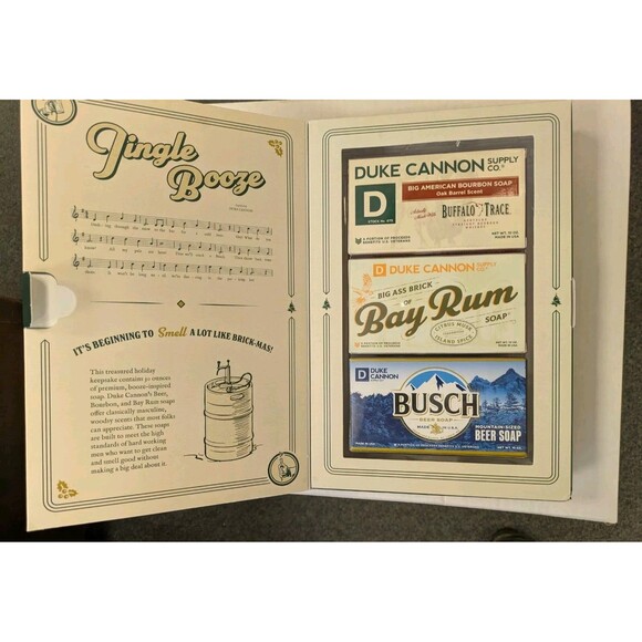 DUKE CANNON JINGLE BOOZE 3-Bar Soap Set NEW 30oz Bourbon Beer Bay Rum Gift - Picture 3 of 6